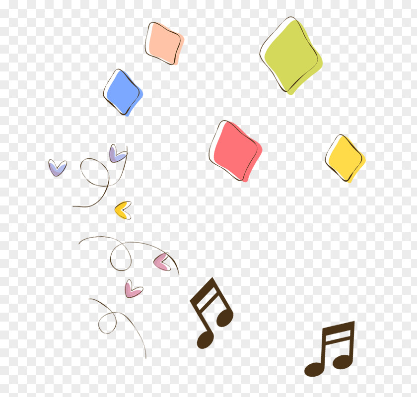 Hand-painted Squares And Notes Musical Note PNG