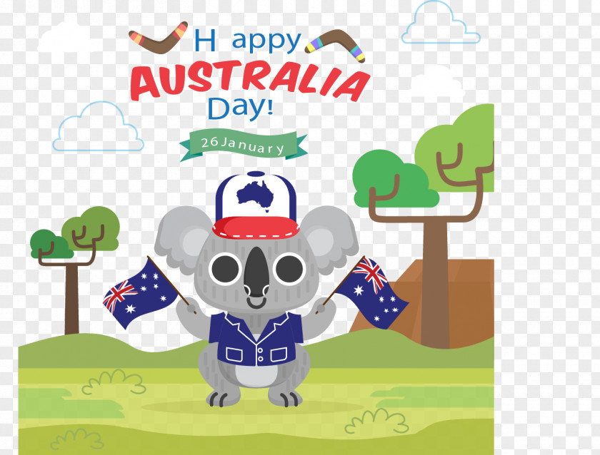 Holding The Flag Koala Kangaroo Flat, South Australia Day Clip Art PNG