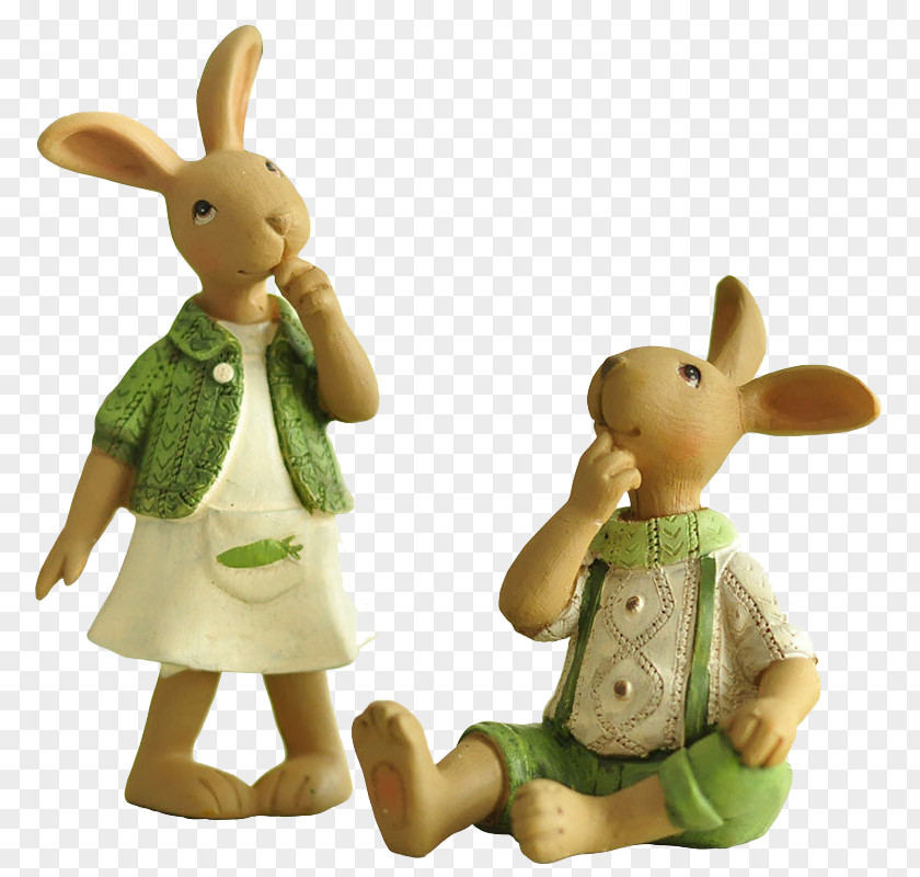 Bucolic Rabbit Ornaments Standing Easter Bunny Figurine Ornament Gift PNG