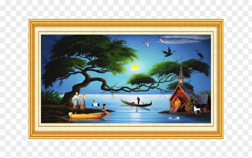 Home Decoration Oil Painting Paper Bedroom Wall Wallpaper PNG