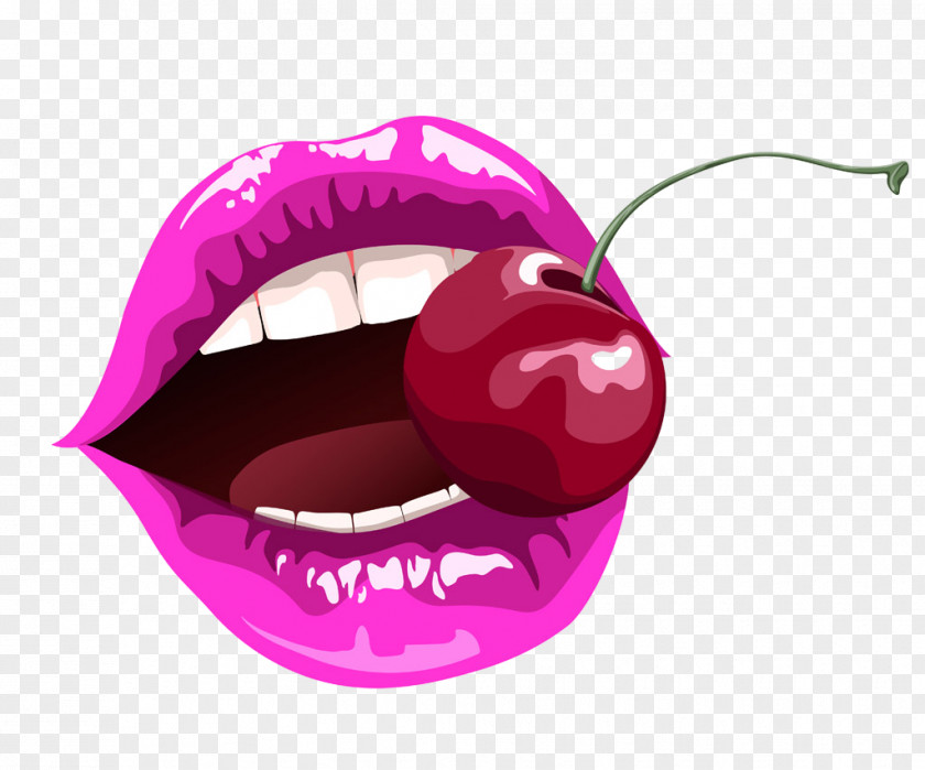 Cherry Smile Lip Mouth Nose Pink Eye PNG
