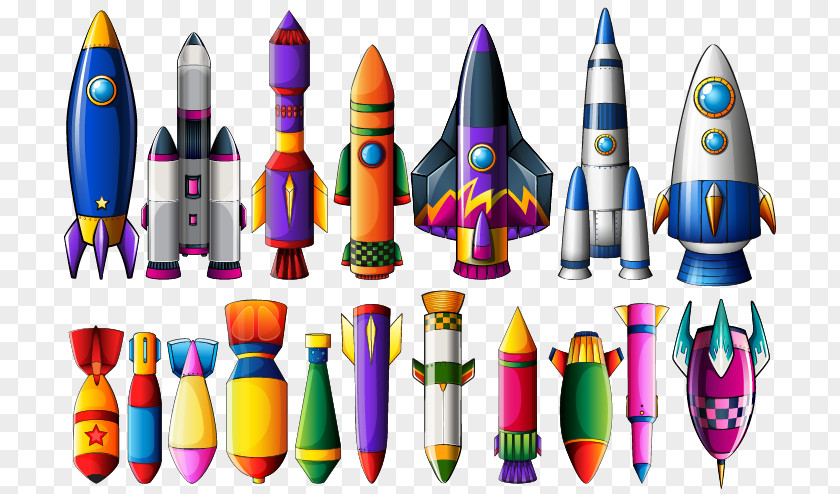 Color Rocket Spacecraft Missile Illustration PNG