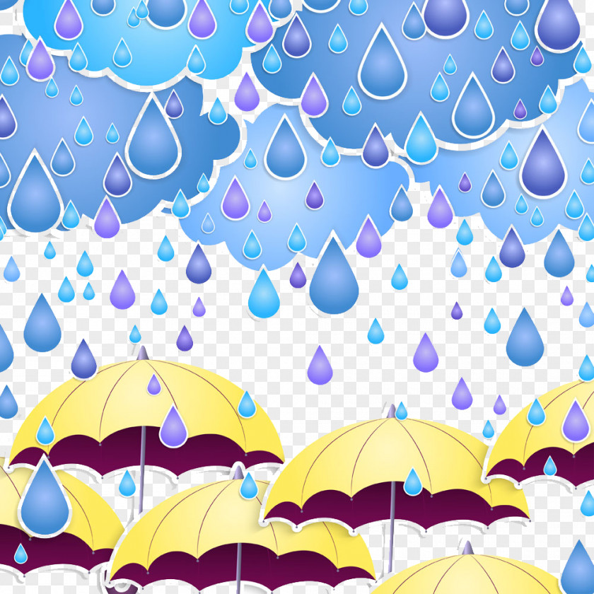 The Umbrella In Rain Cartoon Wallpaper PNG