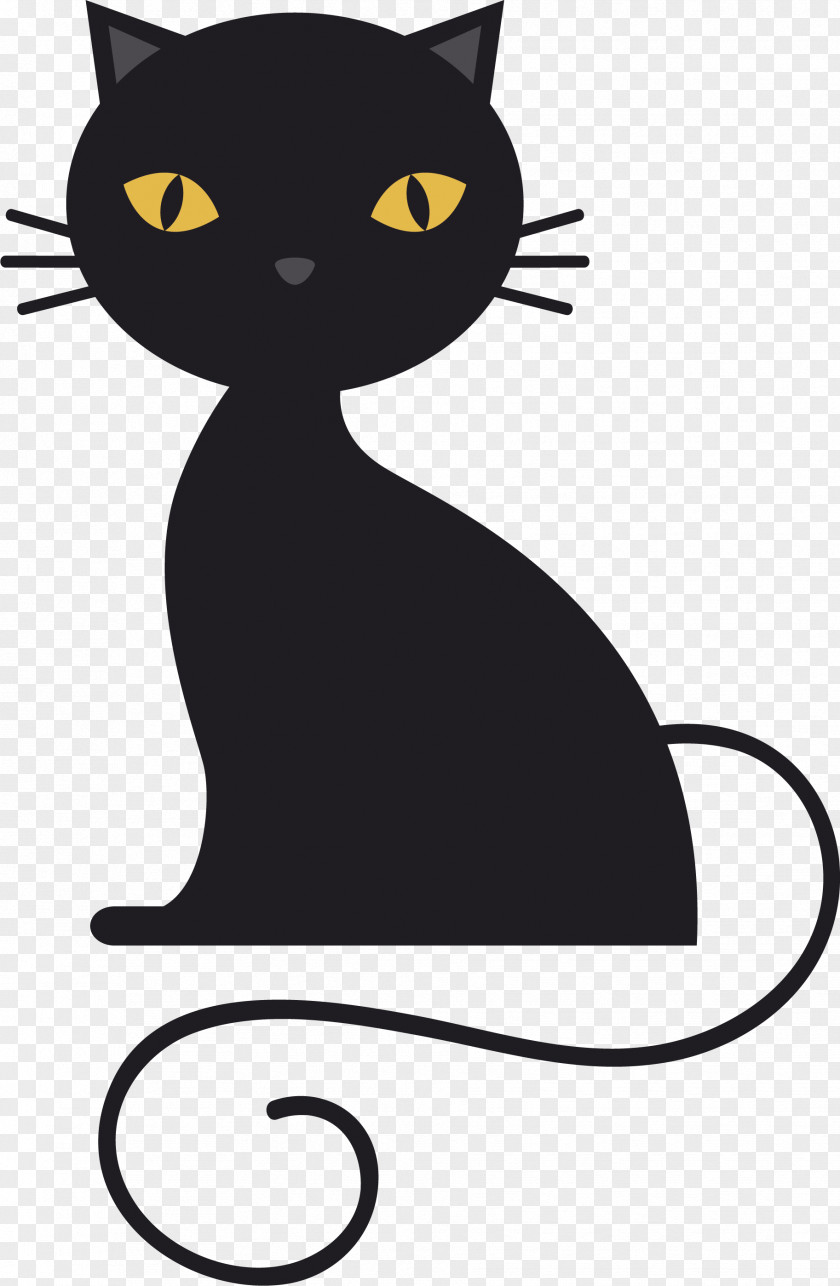 Crouching Black Cat Bombay Kitten Clip Art PNG