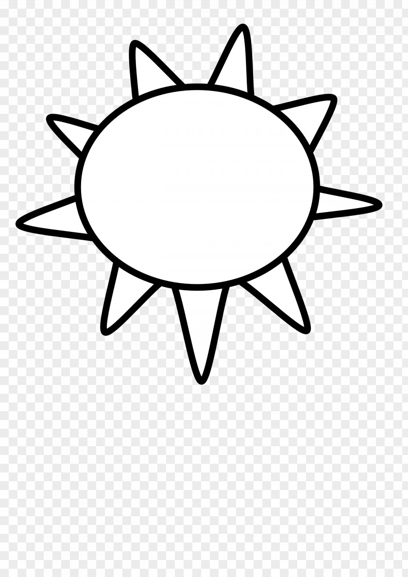 Black And White Sun Outline Clip Art PNG