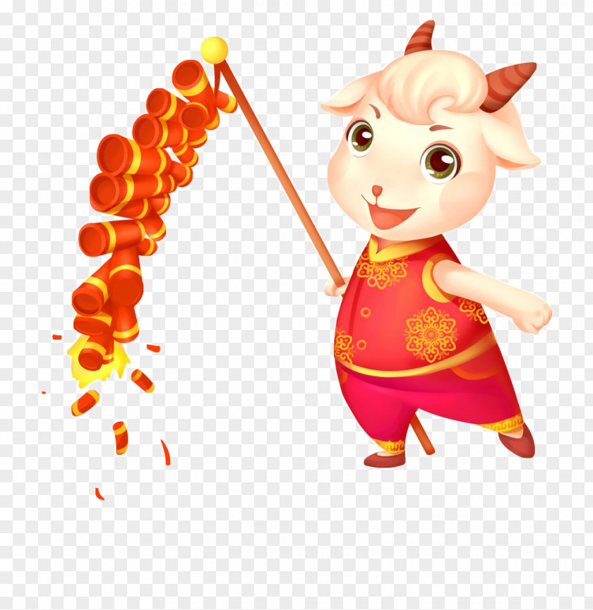 Cartoon Cute Doll Festive Firecrackers Firecracker Chinese New Year Fai Chun PNG