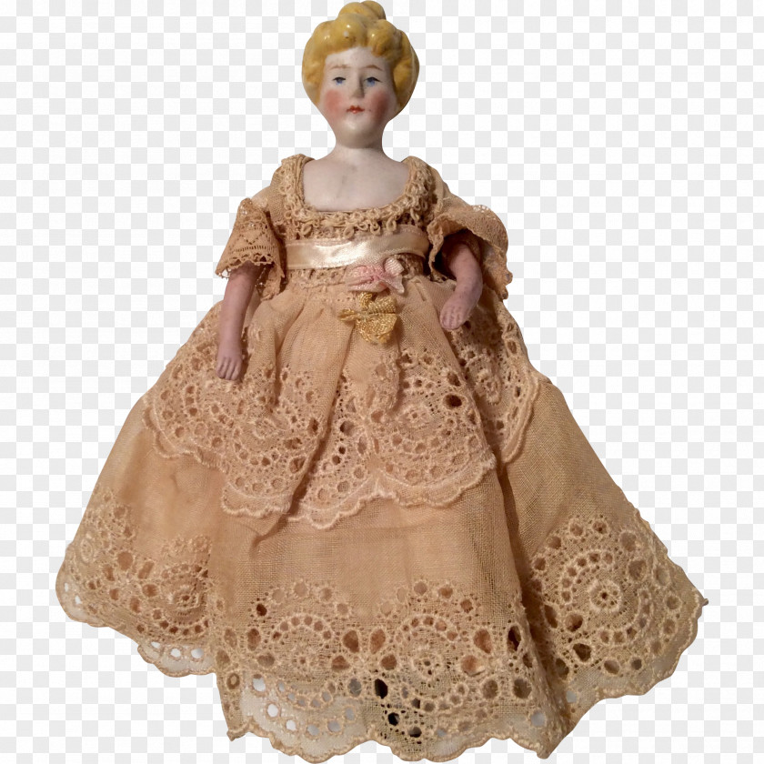 Bisque Doll Costume Design Gown Beige PNG