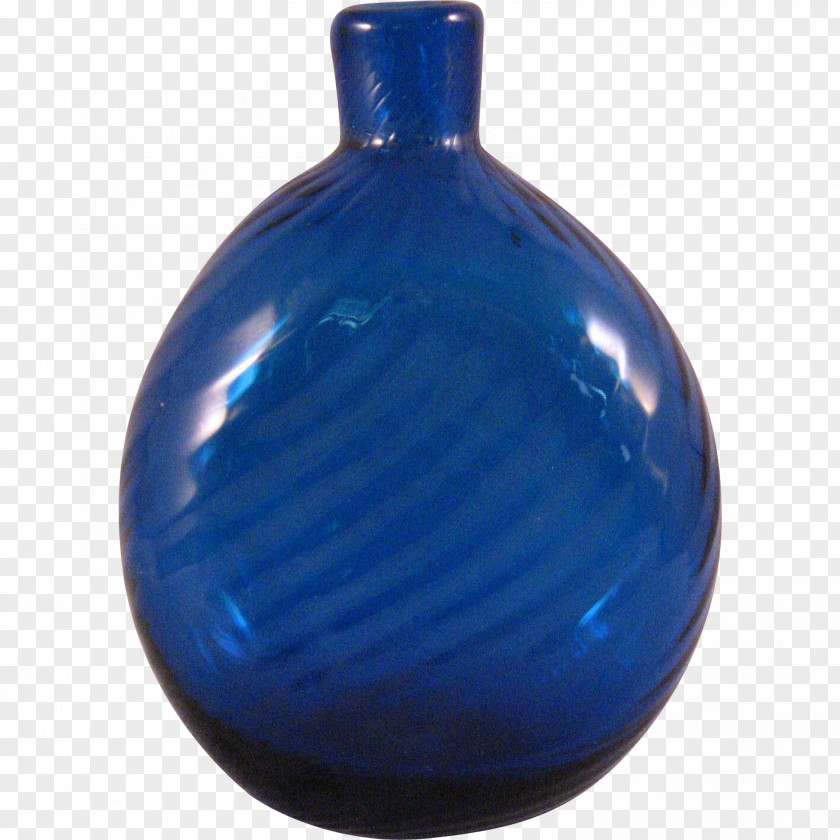 Flask Glass Bottle Cobalt Blue Vase PNG