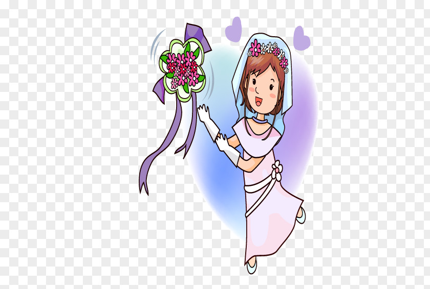 Cartoon Bride Illustration PNG