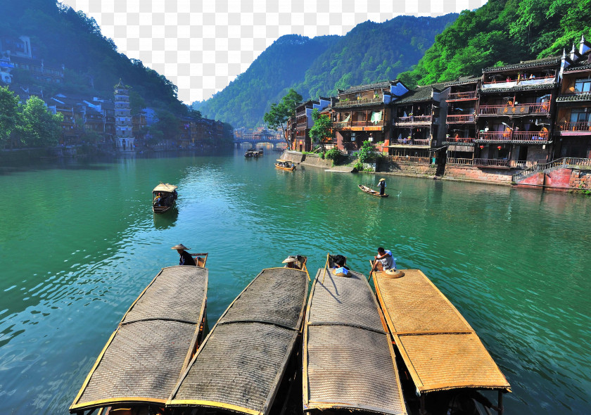 Fenghuang Shore Boat Phoenix Ancient City Zhangjiajie County Tourism PNG