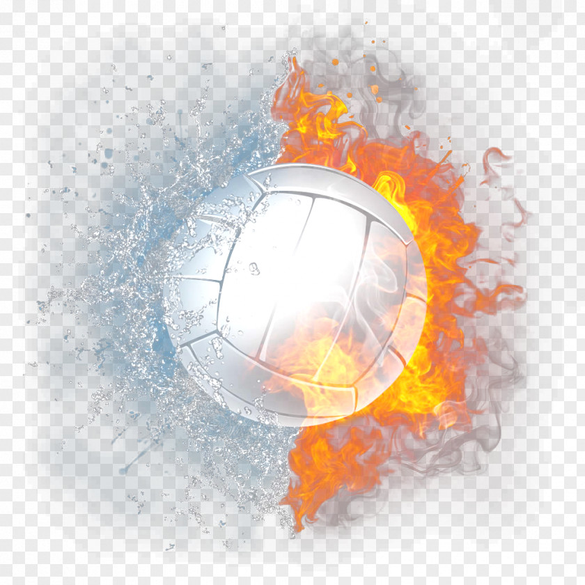 HD Creative Visual Fire And Water Volleyball Pictures Flame PNG