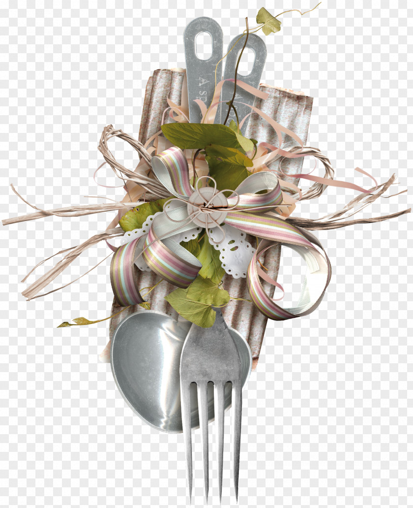 Spoon Fork Floral Design PNG