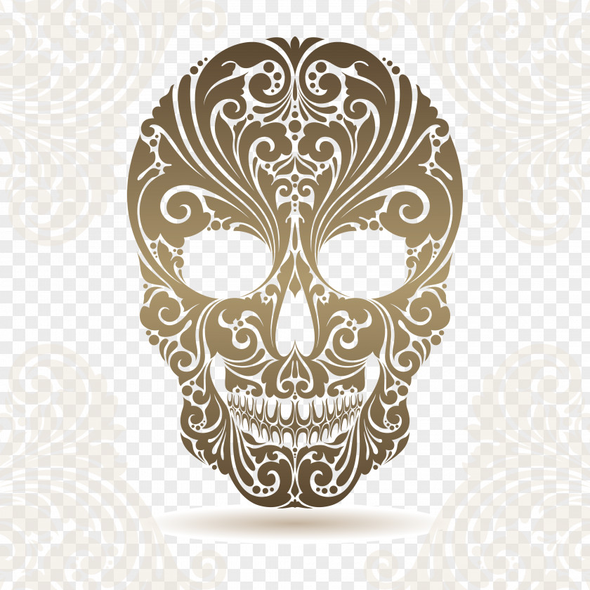 Decorative Transparent Skeleton Luminescent Material Vector Skull Ornament Illustration PNG
