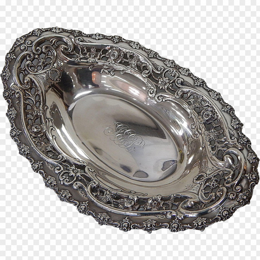 Silver Tableware Platter Metal Oval PNG