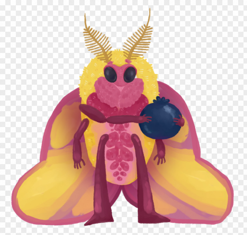 Rosy Maple Moth Illustration Pollinator Cartoon Figurine Purple PNG