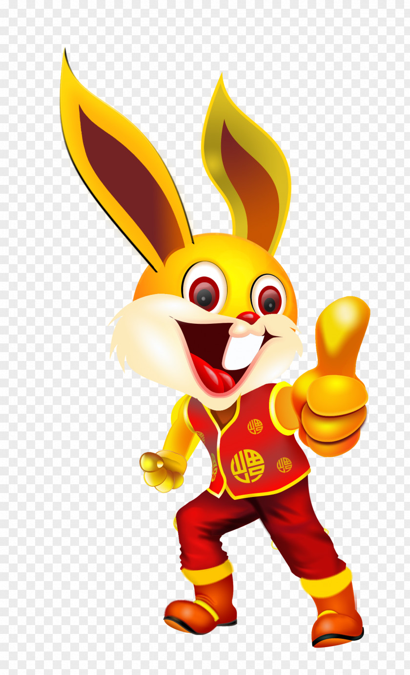 Bunny Thumbs Up Chinese Zodiac Sticker Rooster Rabbit Adhesive PNG