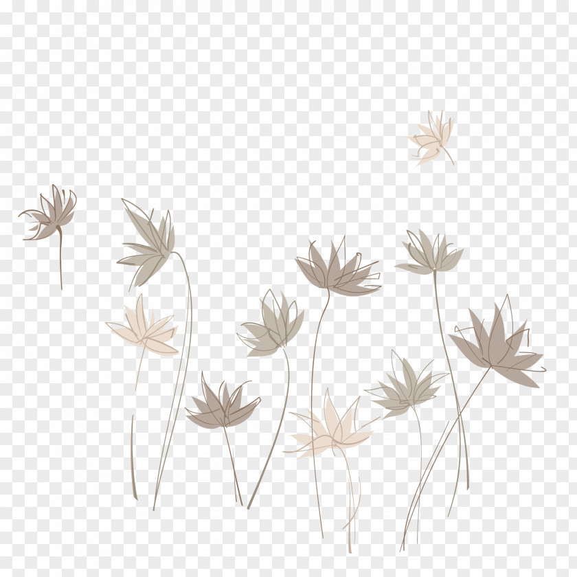 Vector Gray Hand-painted Lotus Illustration Euclidean PNG
