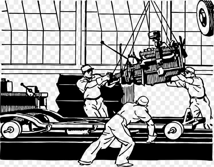 Heres Johnny Car Assembly Line Production Factory Clip Art PNG