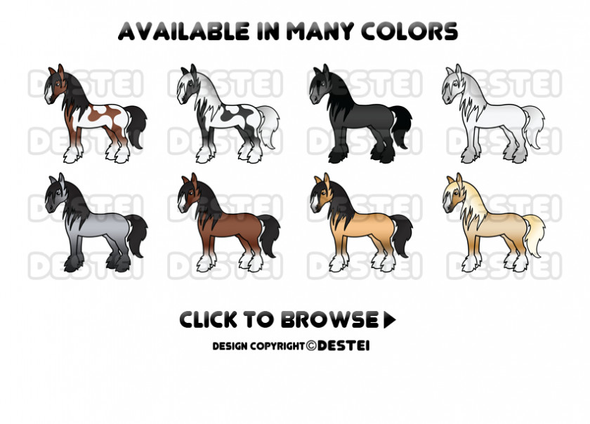 Cartoon Black And White Horse Clydesdale Shire Gypsy Stallion Pony PNG