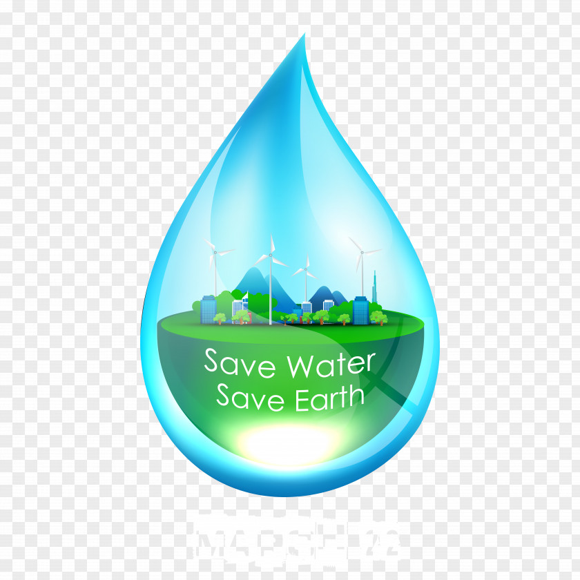 Environmental Earth With Water Droplets Energy Conservation Icon PNG