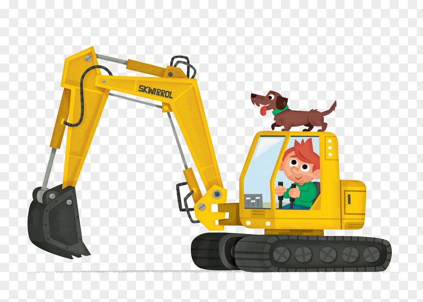 Flat Excavator Heavy Equipment Graphic Design PNG