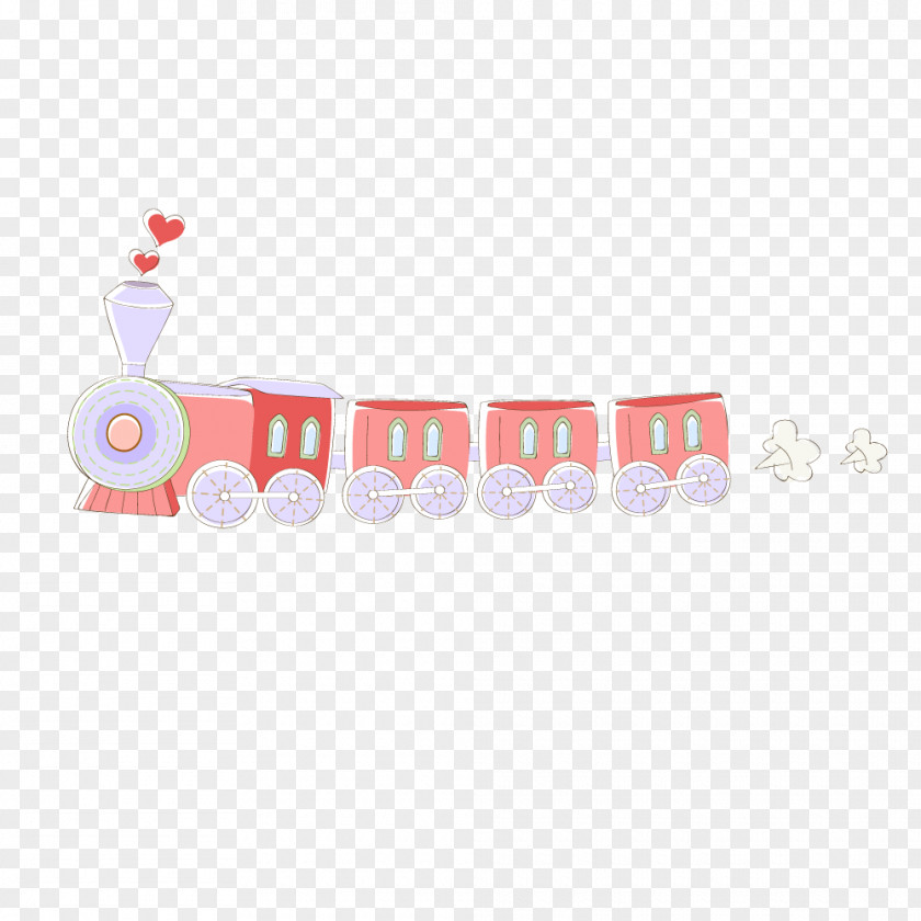 Pink Love Train Cartoon PNG
