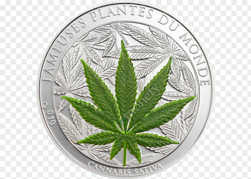 Cannabis Sativa Silver Coin PNG