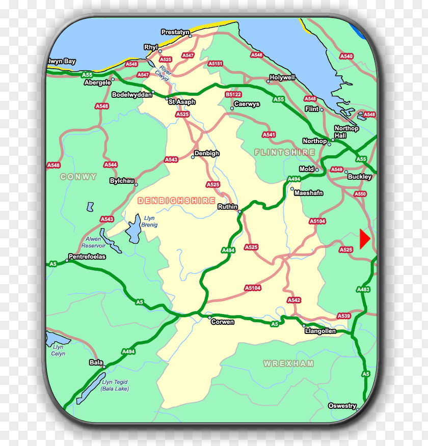Map Denbighshire Flintshire World Wrexham PNG