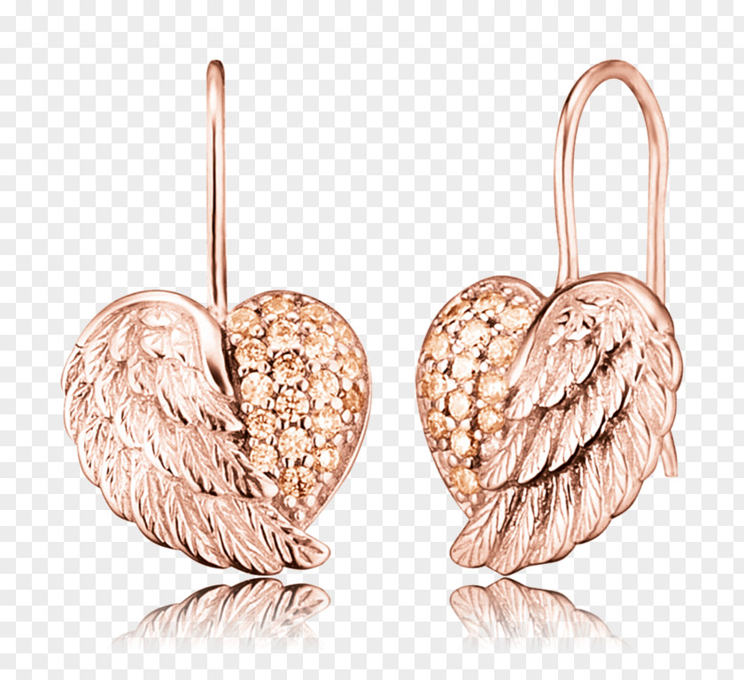 Heart Wing Earring Sterling Silver Cubic Zirconia Jewellery Chain PNG