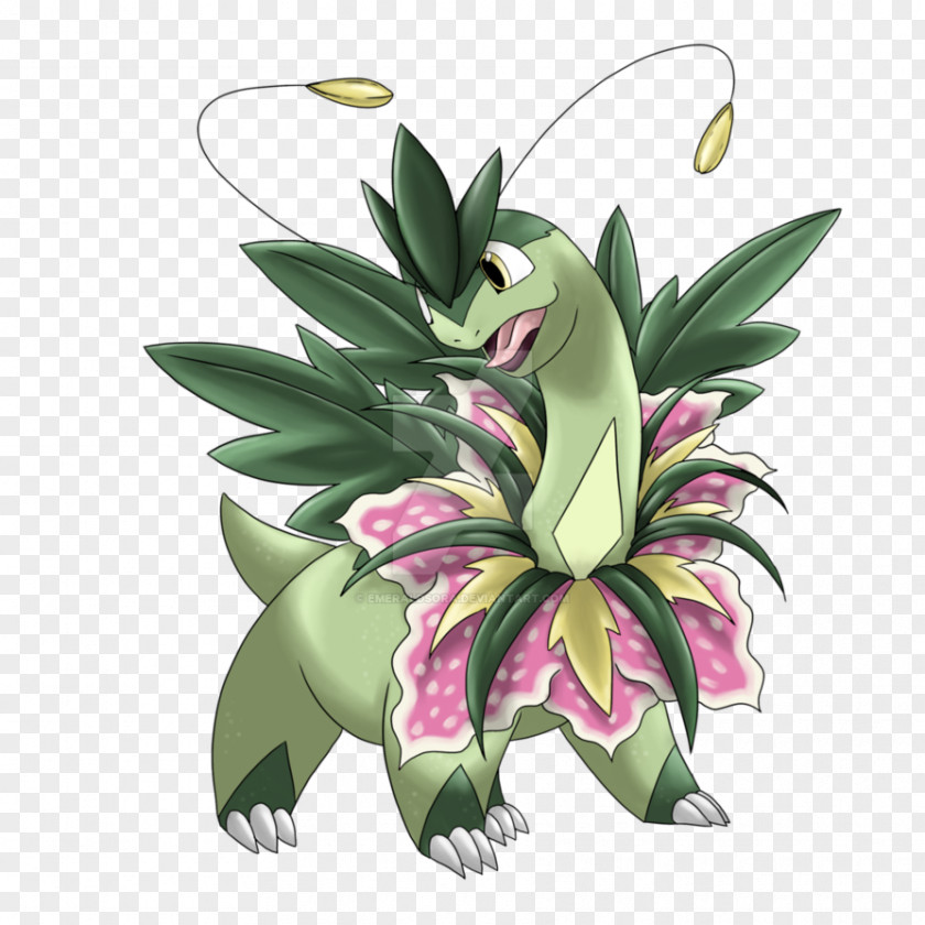 Villus Floral Design Meganium Pokémon Flowerpot PNG