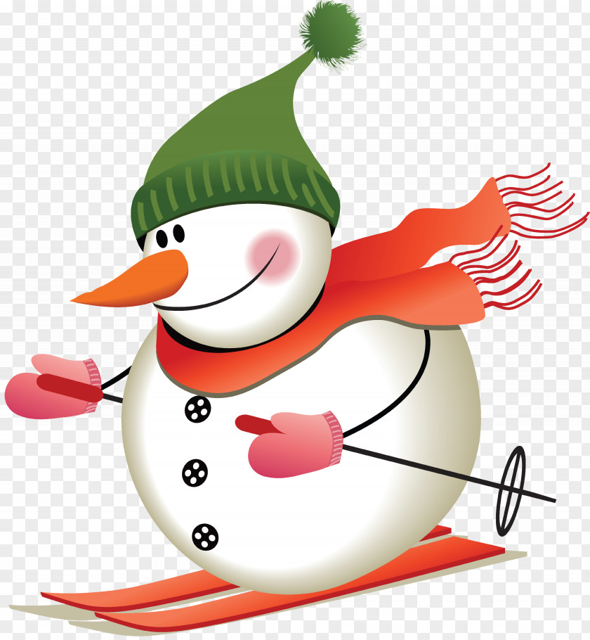 Skiing Snowman Christmas PNG