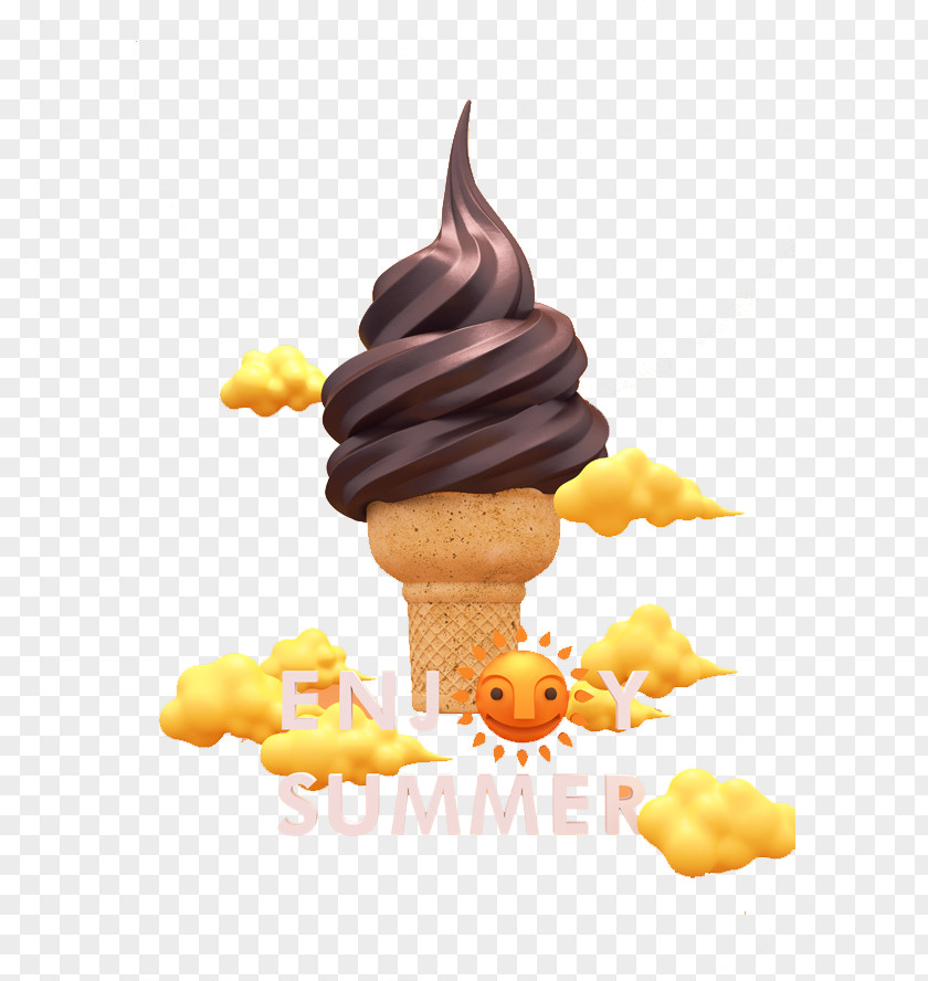 Three-dimensional Chocolate Ice Cream Cone Strawberry PNG