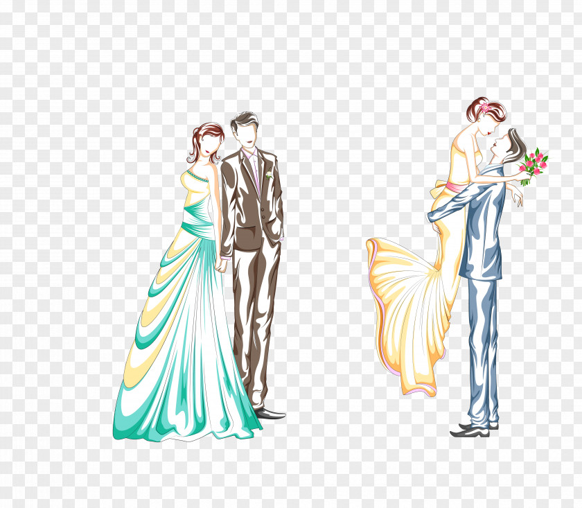 Vector Color Two Pairs Of New Wedding PNG