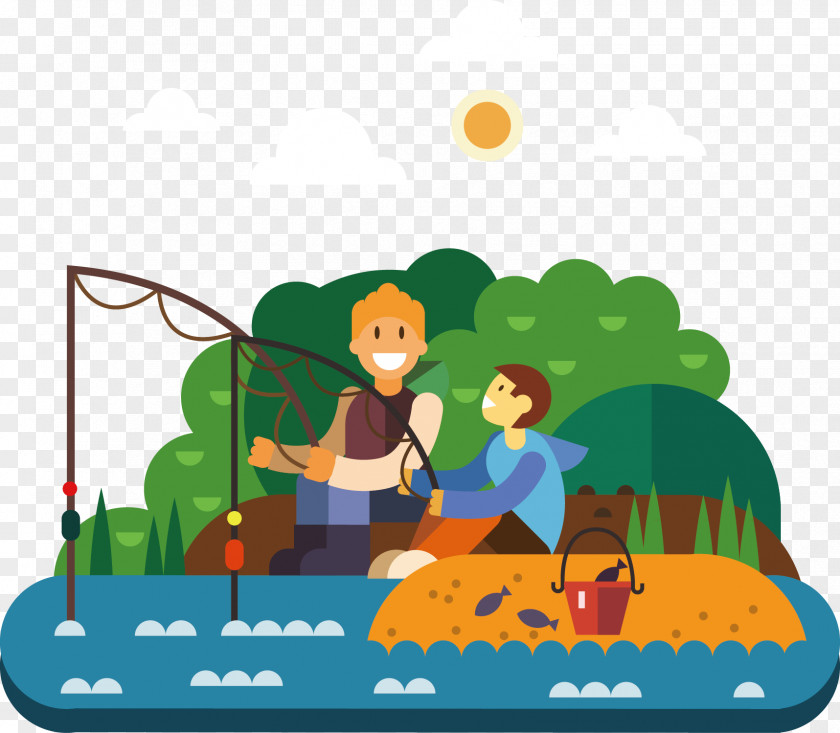 Fishing Vector Euclidean Illustration PNG