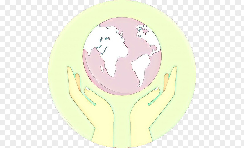 Globe Plate Pink Cartoon Yellow Hand Gesture PNG