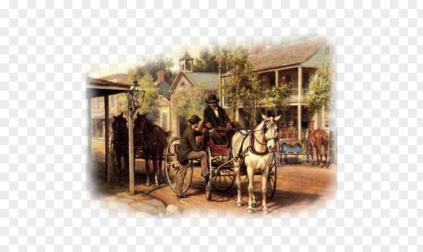 Carriage Oil Painting Reproduction Art PNG