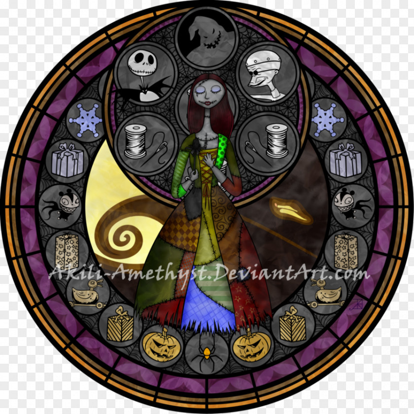 Glass Sally Stained Jack Skellington PNG