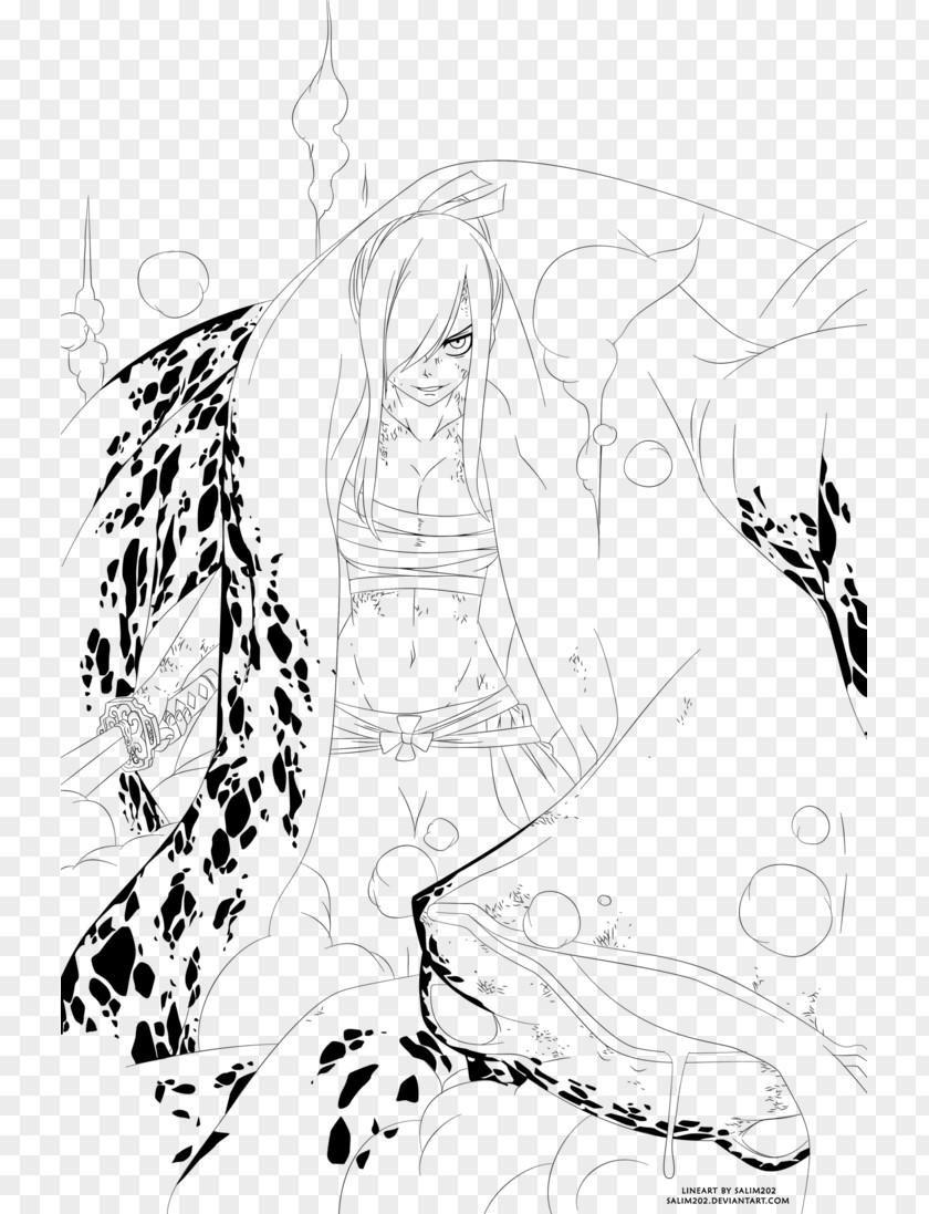 Fairy Tail Erza Visual Arts Line Art Cartoon Sketch PNG