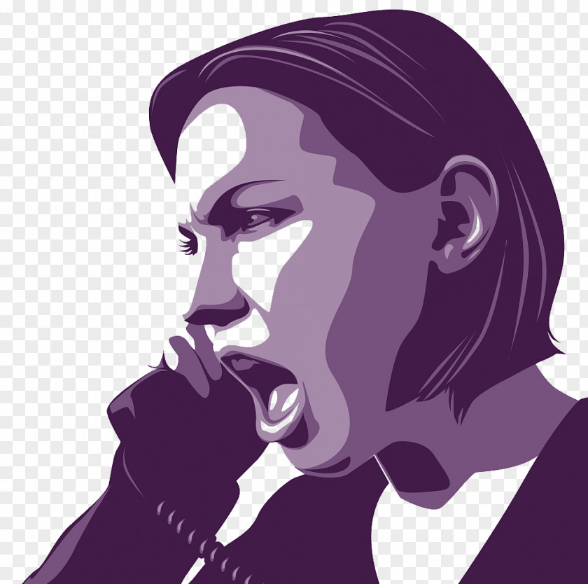Vector Calling Crazy Lady Illustration PNG