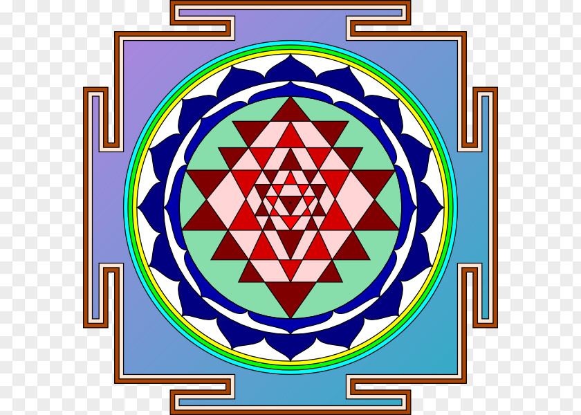 Geometric Colorful Shading Ganesha Sri Yantra Chakra PNG