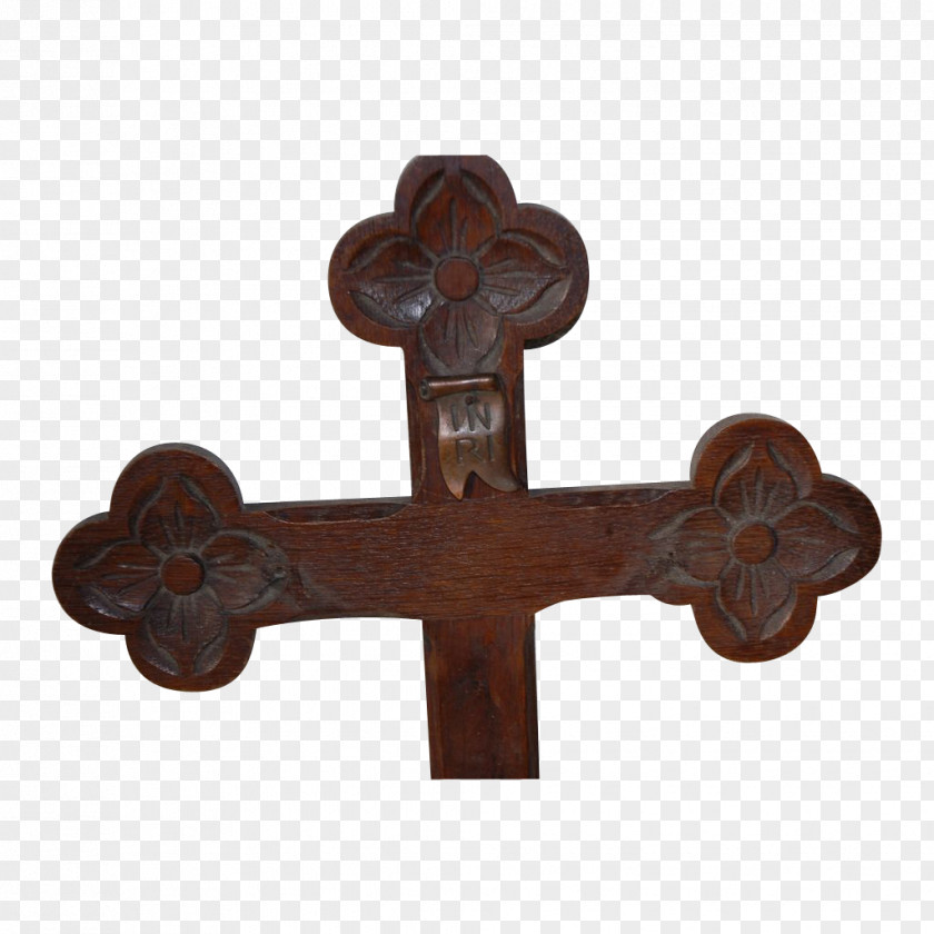 Wooden Cross Crucifix Christian Processional Wood Carving PNG