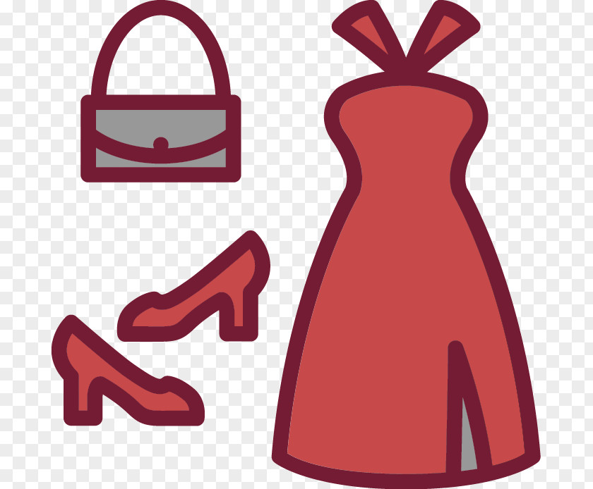 Painted Red Dress Bag Element Clothing Icon PNG