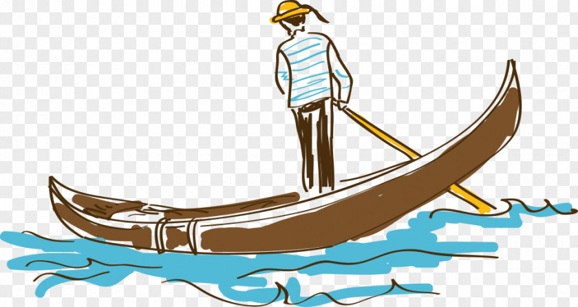 Hand-drawn Cartoon People Rowing Drawing Illustration PNG