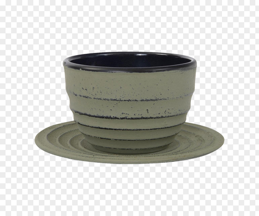 Iron Plate Teacup Green Saucer White PNG