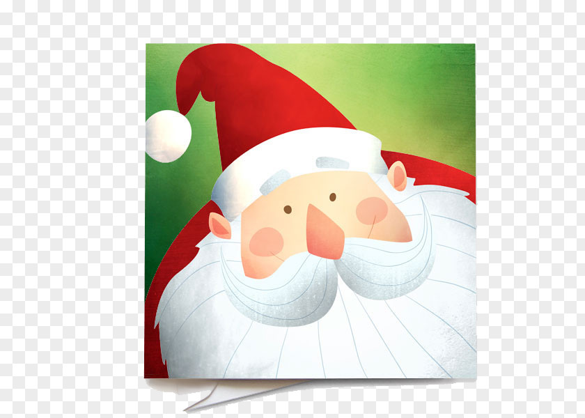 Santa Claus Head Greeting Cartoon Illustration PNG