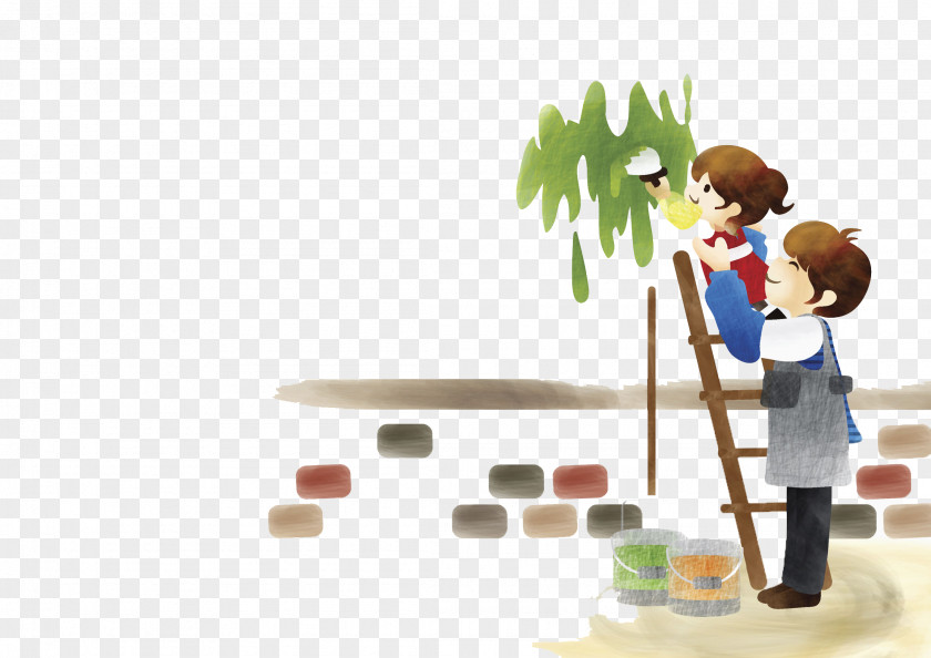 Watercolor Kids Painting Download PNG