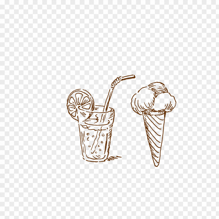 Cones Drinks Drawing Template PNG