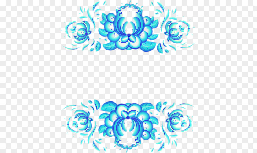 Turquoise Aqua Floral Ornament PNG