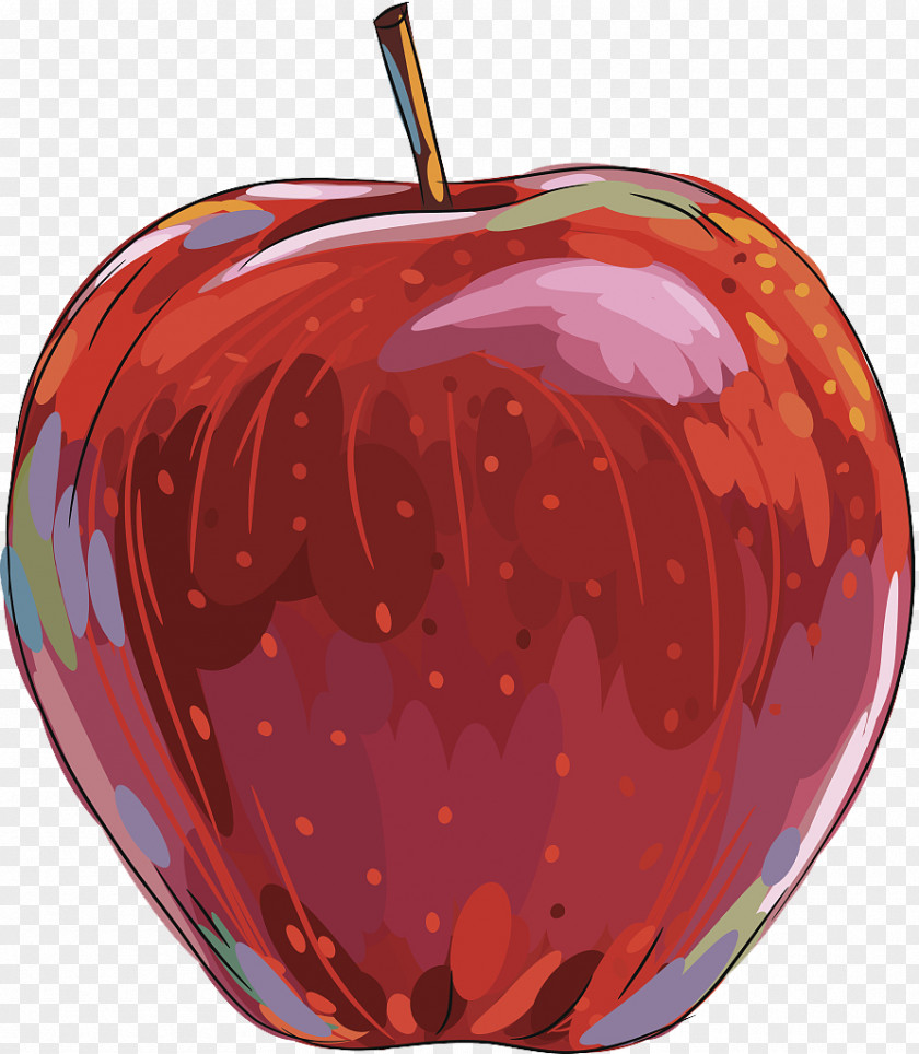 Apple Hand Painted Red Illustration PNG