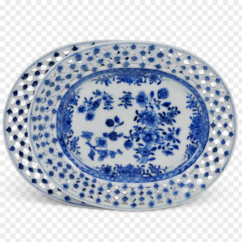 Blue And White Porcelain Plate Pottery Ceramic Kraak Ware Underglaze PNG